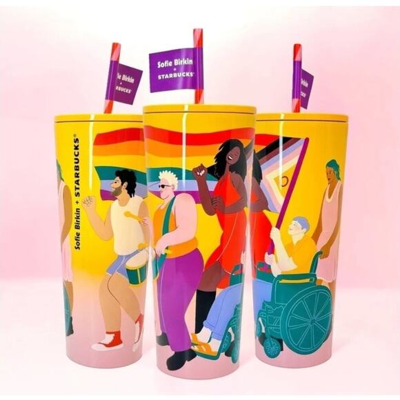 Starbucks X Sofie Birkin Yellow Summer Graphic SS Cold Cup Tumbler - Picture 1 of 7